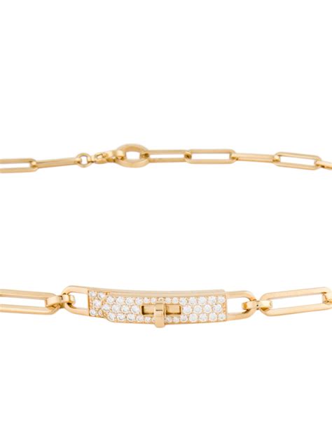 Hermès 18k Yellow Gold & Diamond Kelly Chaine Choker, Small 